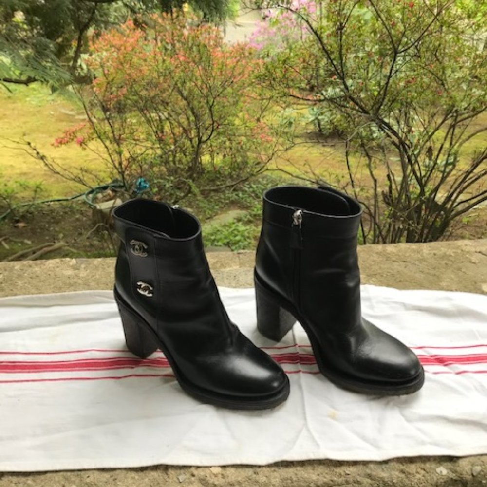 Chanel CC turn lock ankle boot
